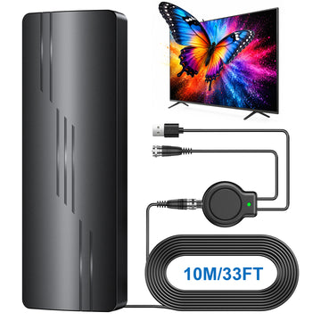 2026 Upgraded TV Antenna for Smart TV, 1800+ Miles Range Strongest for Local Channels with Waterproof Design, 32FT Coax Cable-Support 4K 1080p TV Antenna Indoor Ourdoor