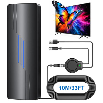 2026 Upgraded TV Antenna for Smart TV, 1800+ Miles Range Strongest for Local Channels with Waterproof Design, 32FT Coax Cable-Support 4K 1080p TV Antenna Indoor Ourdoor(Blue)